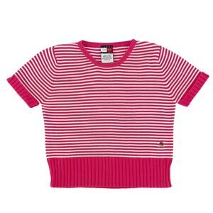 90s crop short sleeve sweater hot pink striped Tommy Hilfiger 1990s vintage